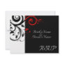 Black +White Red Swirl Wedding Matching RSVP Personalized Announcement