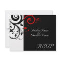 Black +White Red Swirl Wedding Matching RSVP invitations