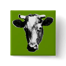 Black & White Retro Cow Graphic Pins