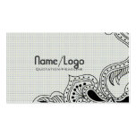Black & White Retro Flower Design-Template business cards