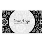 Black & White Retro Flower Paisley-Template business cards