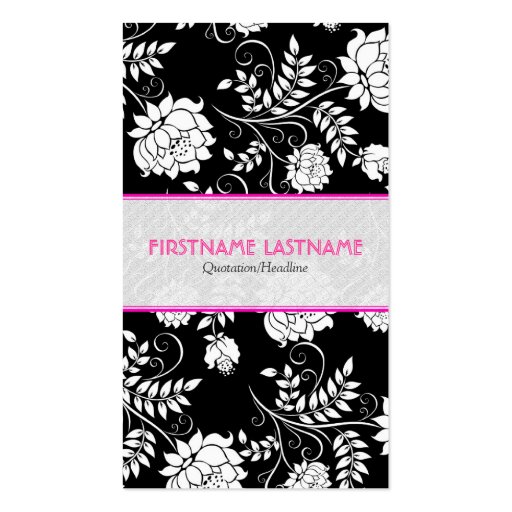 Black & White Retro Flowers And Swirls-Template Business Cards (front side)