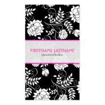 Black & White Retro Flowers And Swirls-Template Business Cards