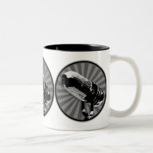 Black & White Retro Microphone Emblem Coffee Mugs
