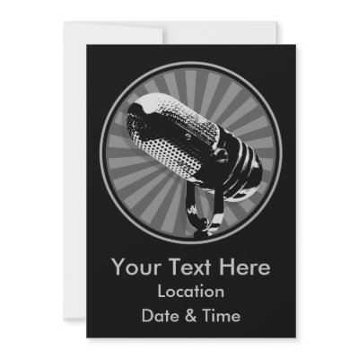 Black & White Retro Microphone Emblem Custom Announcements by ElectricPopSpot