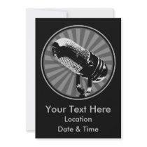 Black & White Retro Microphone Emblem Custom Announcements
