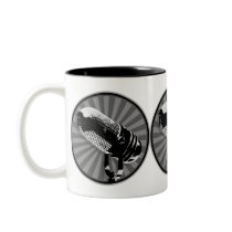 Black & White Retro Microphone Emblem Coffee Mugs