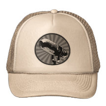 Black & White Retro Microphone Emblem Trucker Hats