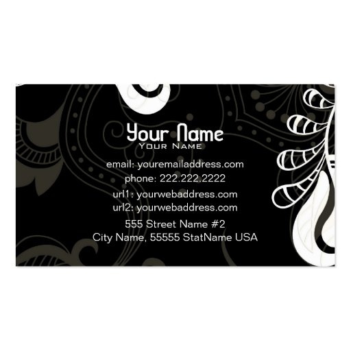 Black & White Retro Phoenix Bird-Template Business Card Templates (back side)