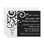 Black+White Reverse Swirl 40th Party Invitations