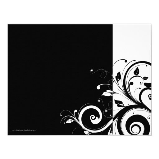 Black+White Reverse Swirl 40th Party Invitations