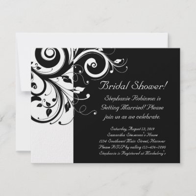 Black, White, Reverse Swirl Bridal Shower/ General Invitations