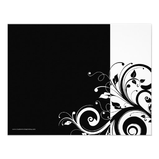 Black, White, Reverse Swirl Bridal Shower/ General Invitations