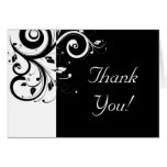 Black + White Reverse Swirl Thank You Cards