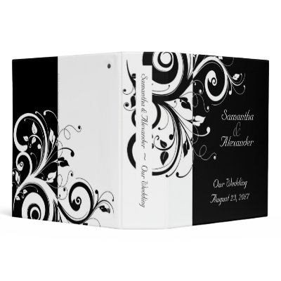 Black + White Reverse Swirl Wedding Binder by CustomInvites