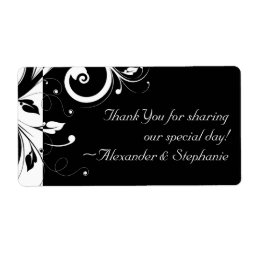 Black +White Reverse Swirl Wedding Favor Label label