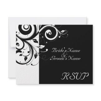 Black +White Reverse Swirl Wedding Matching RSVP invitation