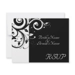 Black +White Reverse Swirl Wedding Matching RSVP Personalized Invites