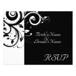 Black +White Reverse Swirl Wedding Matching RSVP Personalized Invites