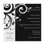 Black + White Reverse Swirl Wedding Program invitation