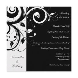 Black + White Reverse Swirl Wedding Program invitation
