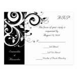 Black +White Reverse Swirl Wedding RSVP Postcard postcards