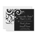 Black +White Reverse Swirl Wedding Save the Date Invite