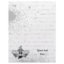 Black white Rock star electric guitar wings Personalized Letterhead
