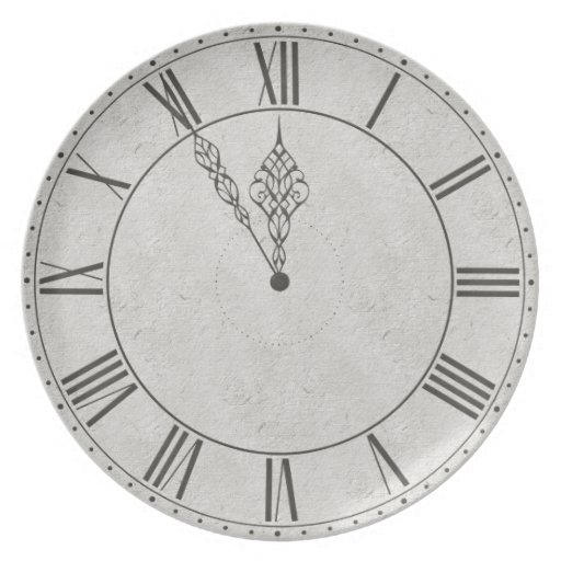 Black & White Roman Numeral Clock Face Party Plate Zazzle