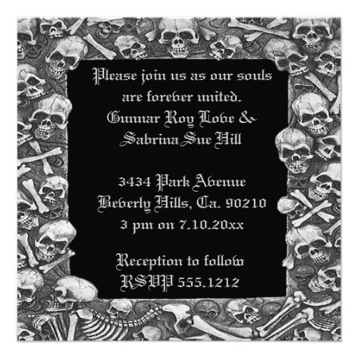 Black & White Romance Skull Spellbook Wedding Personalized Invitation
