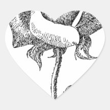 Black & White Rose Heart Sticker