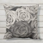 black white roses decor pillow or outdoor cushion