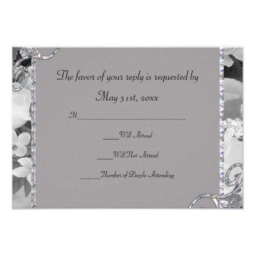 Black & White Roses & Diamond Swirls Wedding Invitation