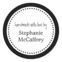 Black white rosette handmade label party favor sticker