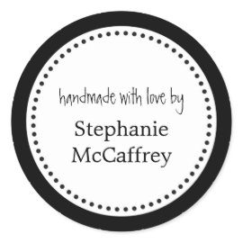 Black white rosette handmade label party favor stickers