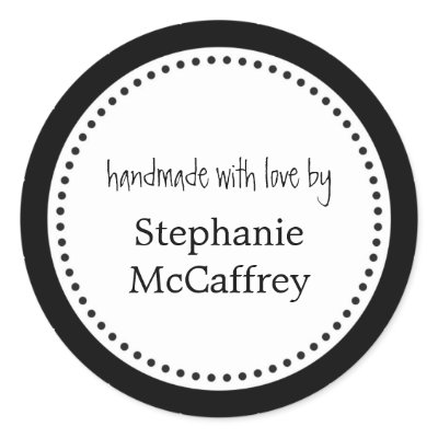 Black white rosette handmade label party favor stickers by FidesDesign