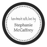Black white rosette handmade label party favor stickers