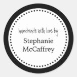 Black white rosette handmade label party favor stickers
