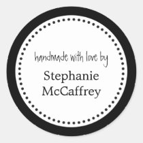 Black white rosette handmade label party favor stickers