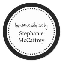 Black white rosette handmade label party favor stickers