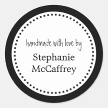 Black white rosette handmade label party favor stickers