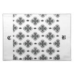 Black & white royal pattern Monogram Placemat