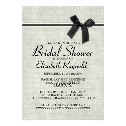 Black White Rustic Burlap Bridal Shower Invitation