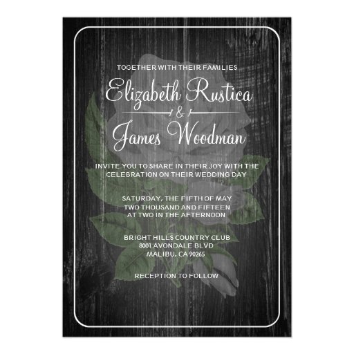 Black & White Rustic Floral Wedding Invitations