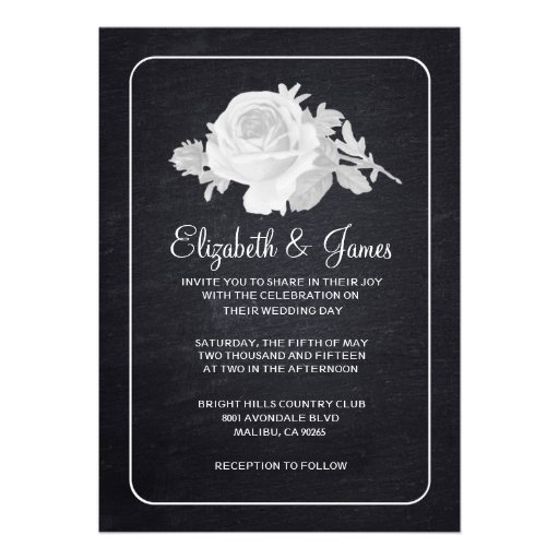 Black White Rustic Floral Wedding Invitations