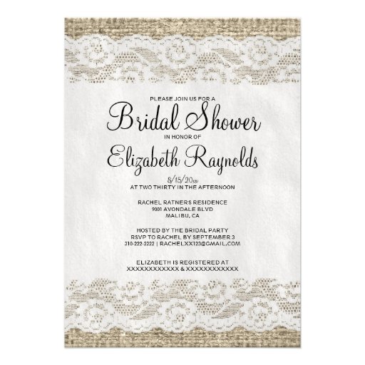 Black White Rustic Lace Bridal Shower Invitations