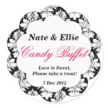 Black &amp; White Scallop Damask Candy Buffet Sticker