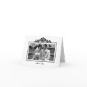 Black white scroll frame photo thank you note card