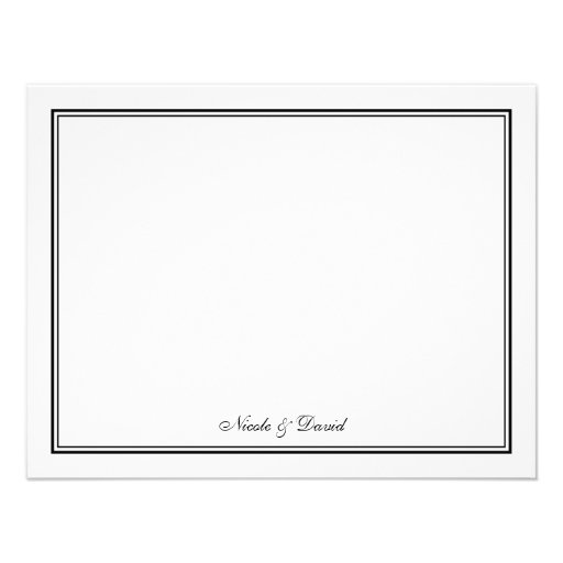 Black white scroll monogram thank you note flat personalized invites