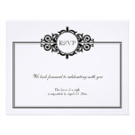 Black white scroll Victorian wedding rsvp response Announcement
